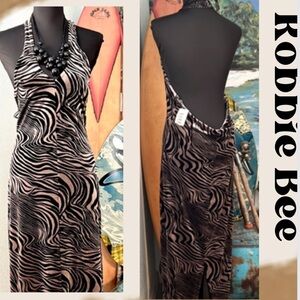 NWT,Robbie Bee,Incredibly Sexy Animal Print Gown, Secured Halter-Design, EUC, 14